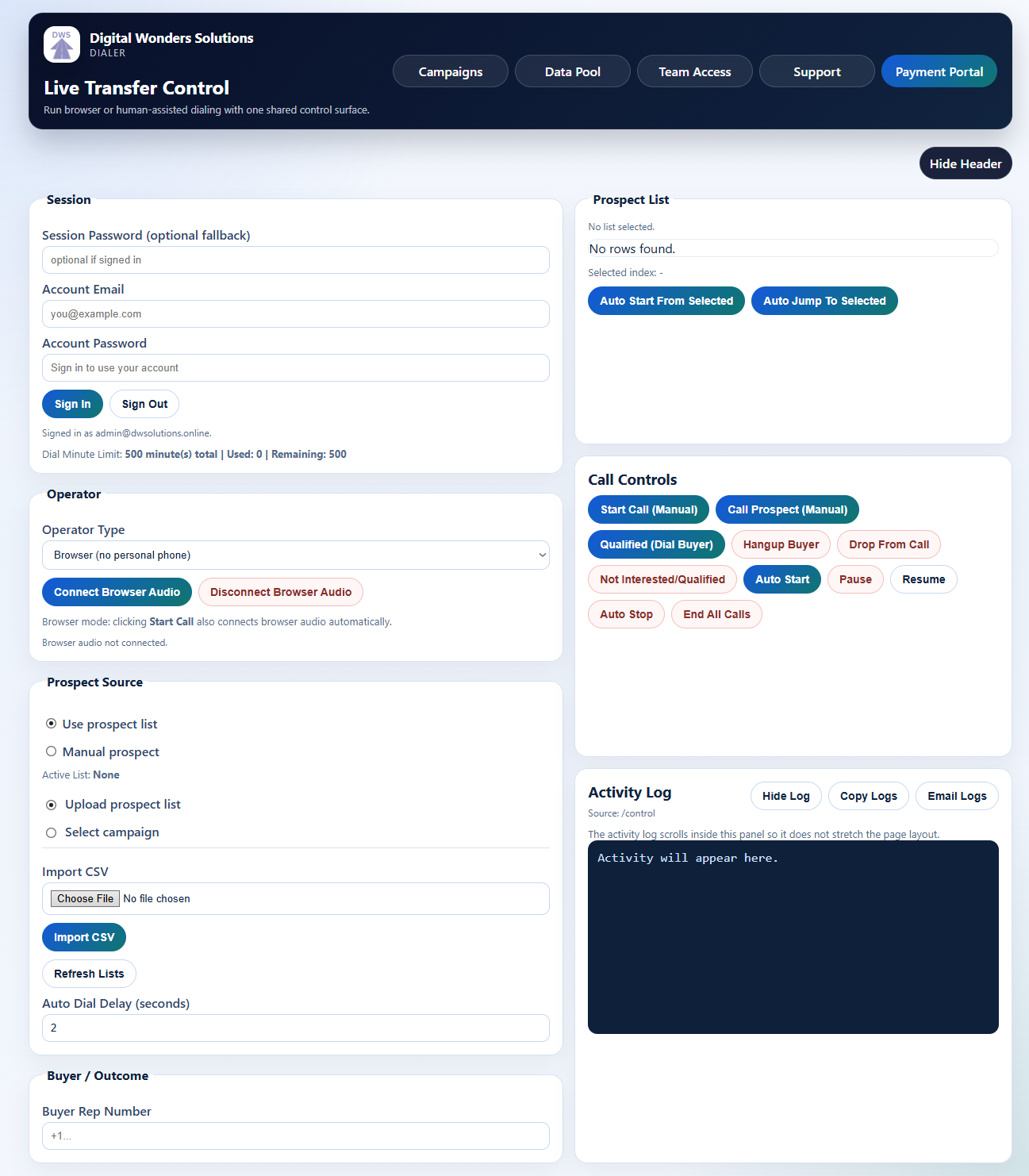 Screenshot of dailer page
