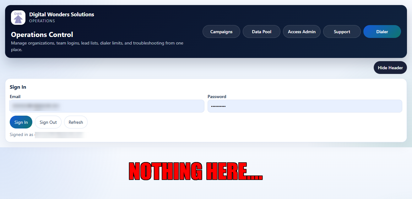 non-access to page screenshot